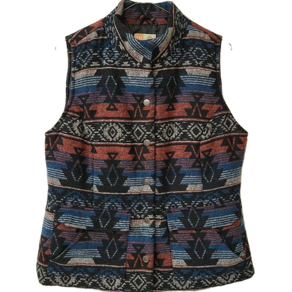 Ruff Hewn Puffer West Wool Blend Quilted Aztec Navajo Western Sz S